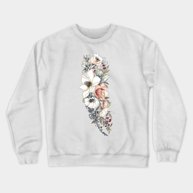 Magnolia Flowers Crewneck Sweatshirt by themintgardener